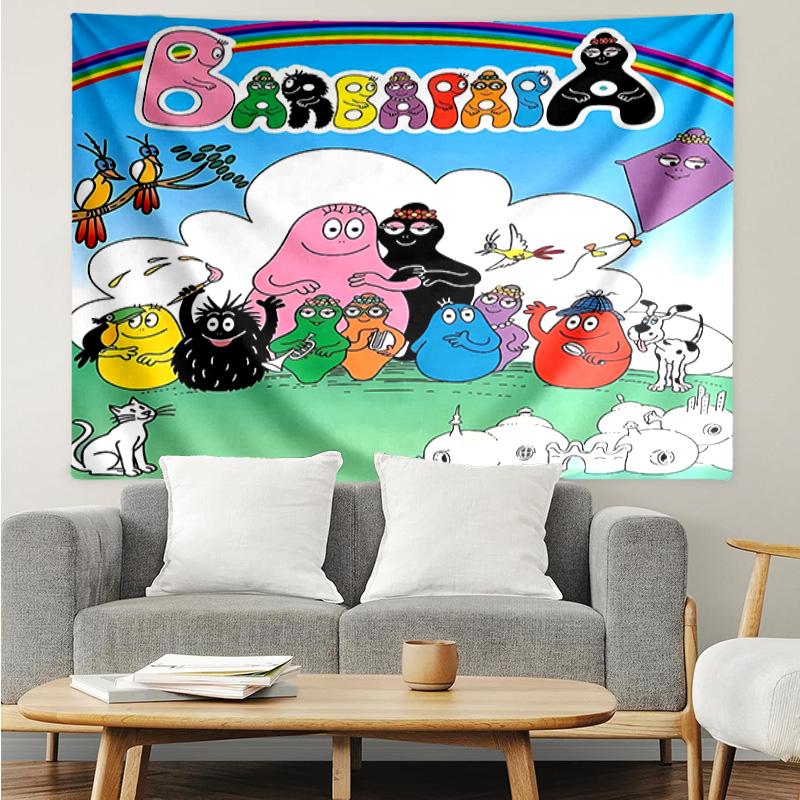 Barbapapa1 Tapestry for Bedroom Aesthetic Classroom Tapestries Wall Hanging for Living Room Dorm Office,Ideal Creative Gift