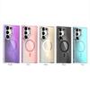For Magsafe Magnetic Luxury Solid Color Border Lens Holder Phone Case For Samsung S25 Ultra S23 S22 S24 Ultra Plus FE Back Cover