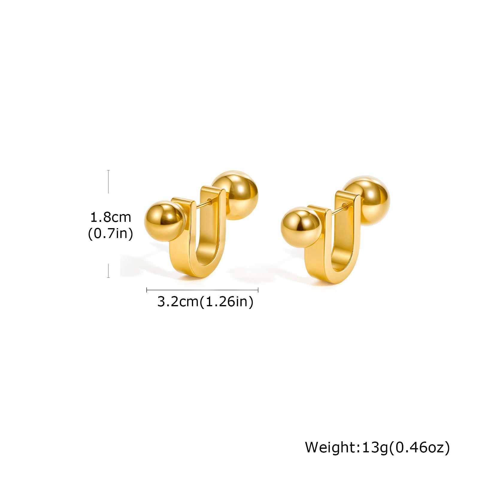 

New Design Trendy Geometric U-shaped Earrings for Women, Stainless Steel Beads Hoop Earrings, Waterproof Luxury Jewelry Gift