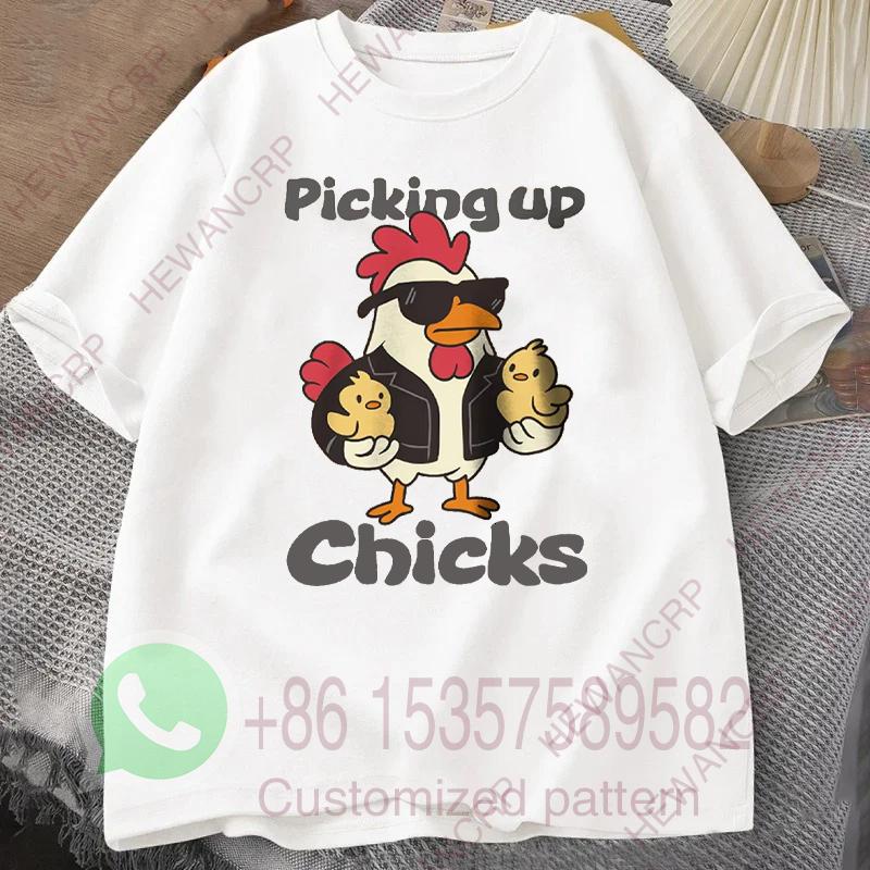 

Picking Up Chicks Mens Tracksuit Tshirt Cotton Casual Sportswear Crew Neck Pullover Short Sleeve Top Fashion Summer Streetwear 4XL
