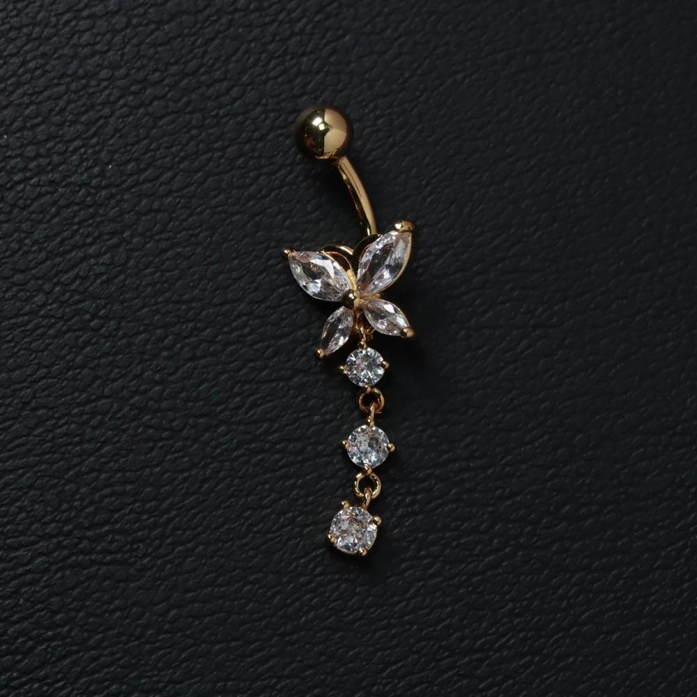 

Stonefans Butterfly Belly Rings Button Anti Allergy Body Accessories Sexy Navel Nail Hip Hop Zircon Piercing Jewelry Nightclub