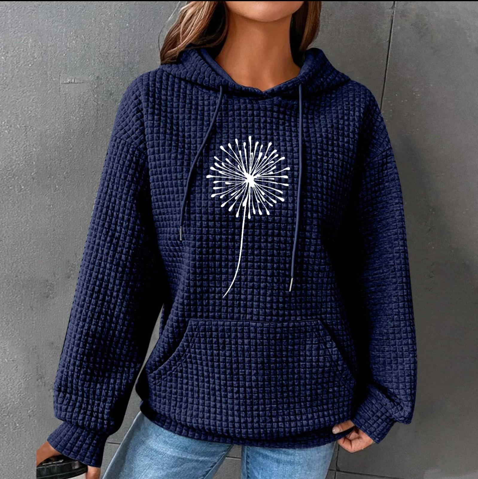 

Женские толстовки с длинным рукавом, повседневные толстовки с капюшоном и шнурком с принтом для женщин, пуловер с карманами L