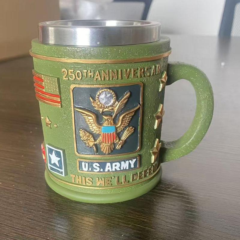 

3D Military Army Themed Handmade Coffee Mug Unique Creative Gift for Veterans Kitchen Dining Drinkware 401-500ml