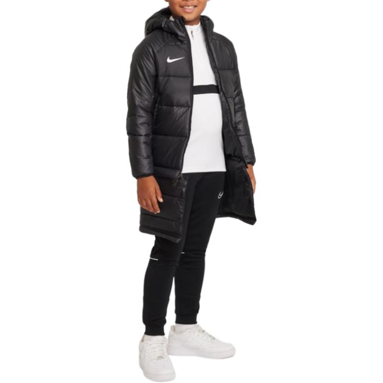 Nike Logo Einfarbiges Kapuzen-Baumwolljacke mit Reißverschluss Kinderjacken Schwarz DJ6363-010