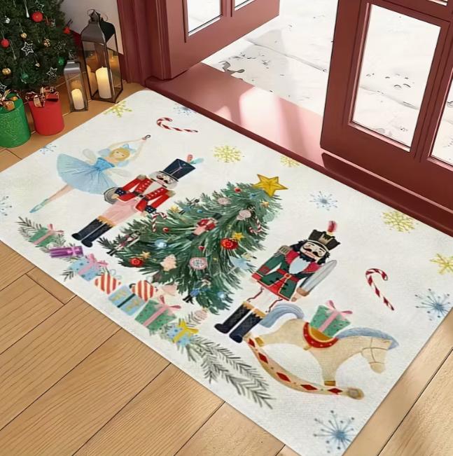 Christmas Nutcracker Christmas Gift Decoration Printing Fashion Door Mat Enlarged Carpet Camping Car Design Farmhouse Decoration