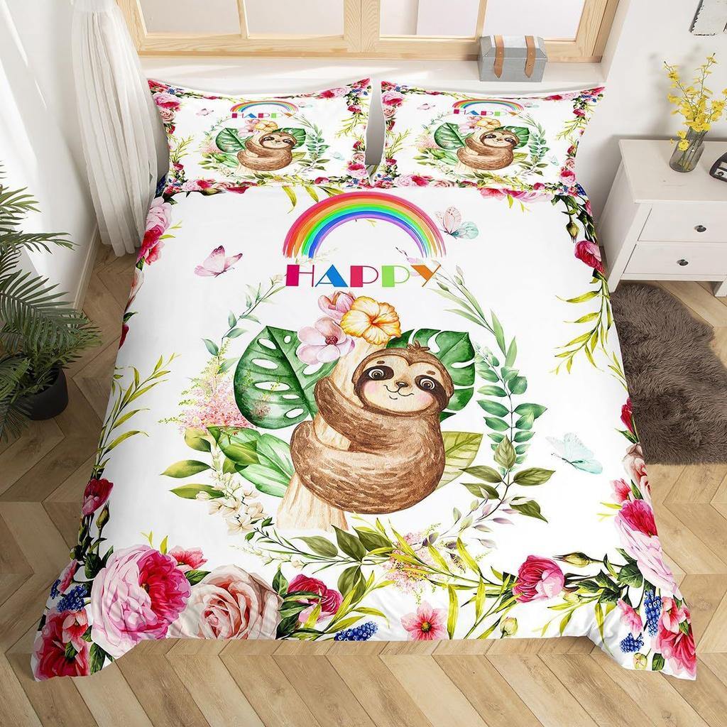 Sloth Starry Sky Duvet Set Three-Piece Children'S Room Decorative Bedding Set