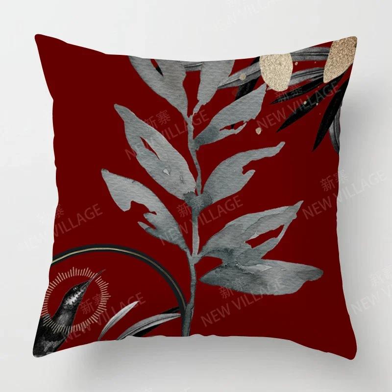 List Personalizovaný Design Červený Povlak na Polštář Domácí Dekorace Dekorační Povlak na Polštář Obývací Pokoj Pohovka Dekorace