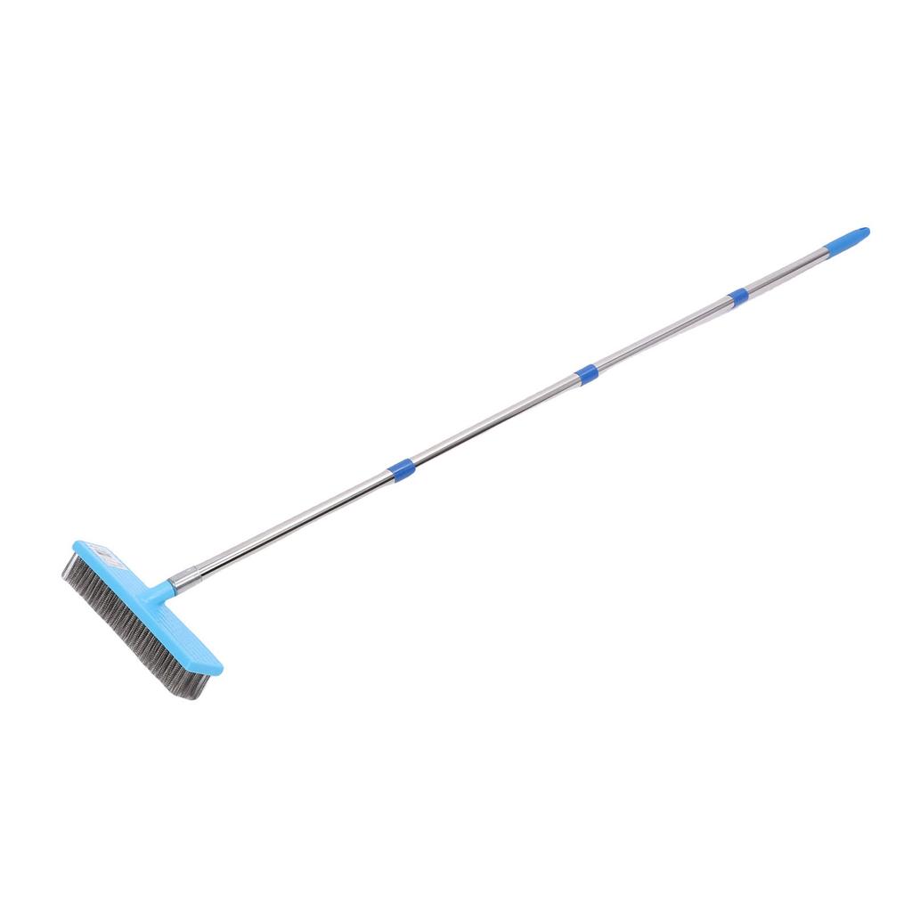 20CM Hard Clning Brush Telescopic Handle Steel Wire Scrubbing Broom for Grime Moss Removal Outdoor Floor Deck Garden Garage