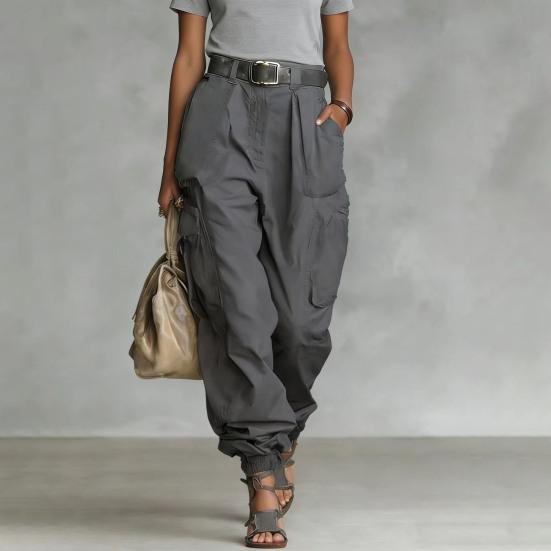 Cargo-Hose Verstellbare Beinöffnungen Volle Knöchellänge Seitentaschen Baggy-Hose Einfarbige Locker geschnittene Streetwear Freizeit-Hose