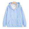 Felpa con cappuccio e cerniera di colore solido di taglia europea, giacca con cappuccio larga, uniforme da squadra, lavoro, pubblicità, cappotto