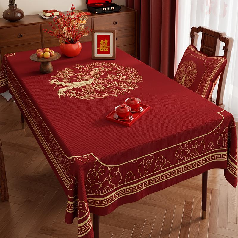 Wedding Red Dining Table Tablecloth Wedding Room Festive Atmosphere Tablecloth Living Room Coffee Table Tablecloth Rectangular
