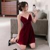 Summer Pure Desire Sexy Golden Velvet Low-cut Dress Women's Korean Version Design Sense Slim and Thin Versatile Suspender Skirt
