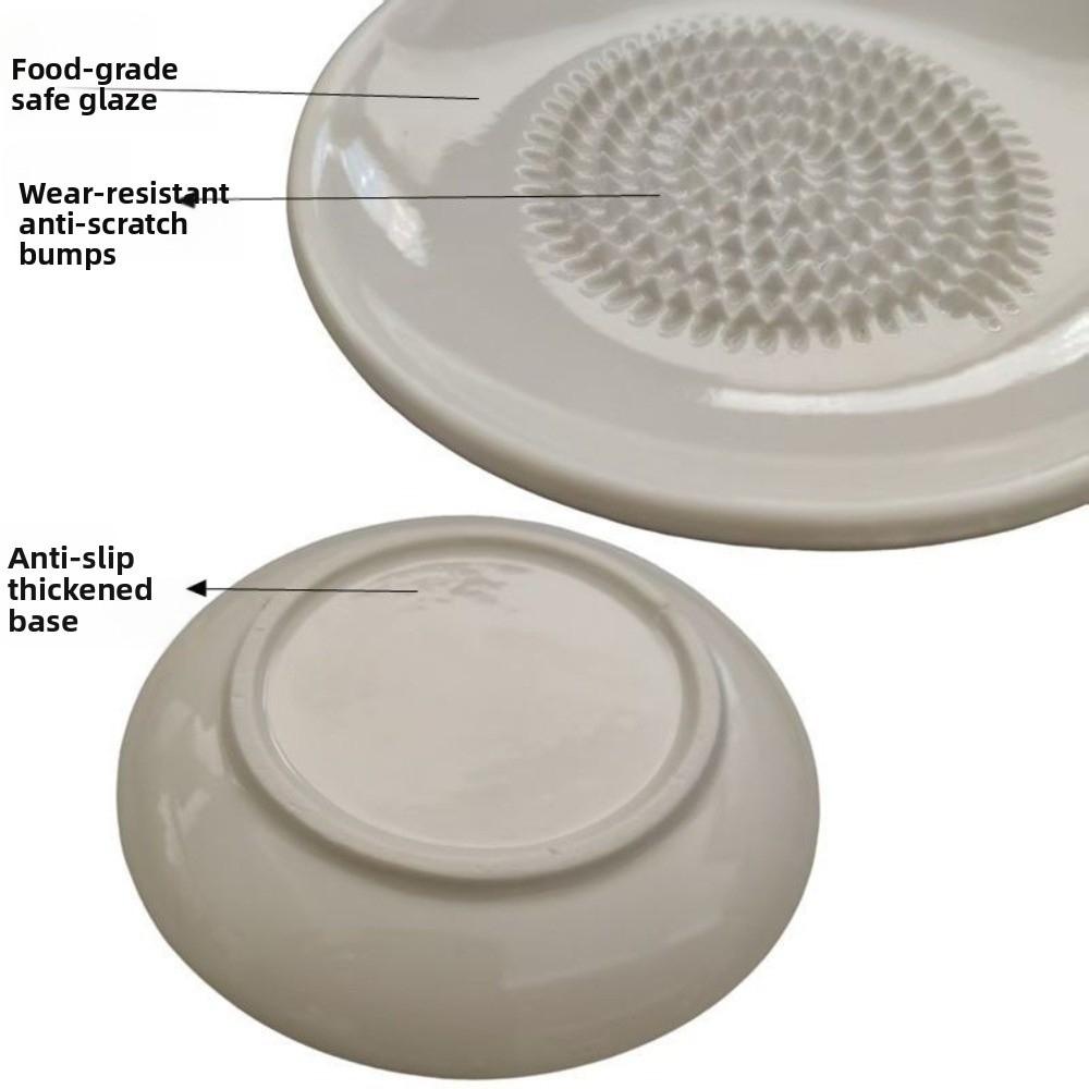 Ceramic Garlic Ginger Grater Round Shape Garlic Shredding Plate Convenient Food Grinder Household