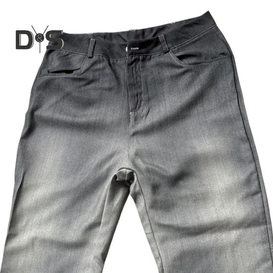 Pantalon large taille haute pour femme, imprimé 3D, décontracté, avec poches, fermeture éclair et boutons, en denim