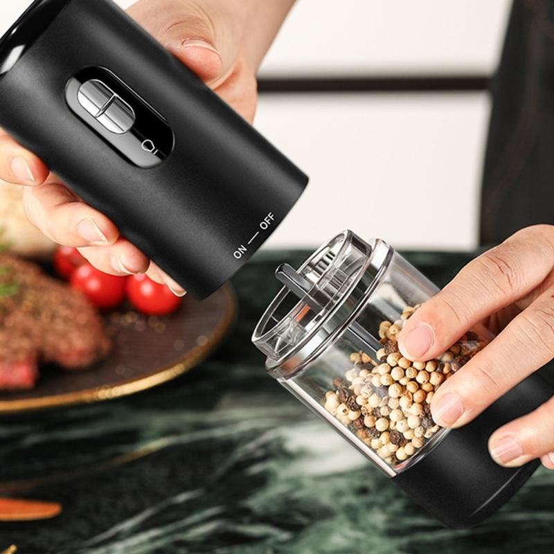 Multifunctional Salts and Pepper Mill Set with Adjustable Grinding Rechargeable Auto Condiment Grinder for Kitchen