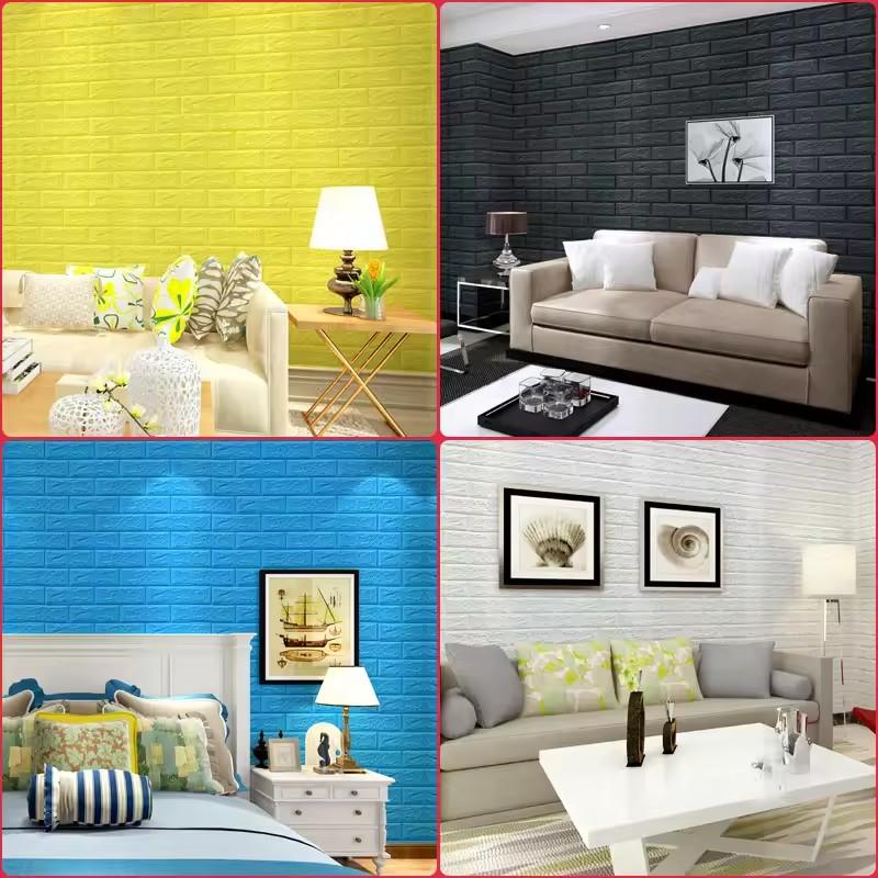 35x38.5CM DIY Self-adhesive 3D Wall Stickers For Bedroom Waterproof Home Decor Background Foam Brick Wallpaper