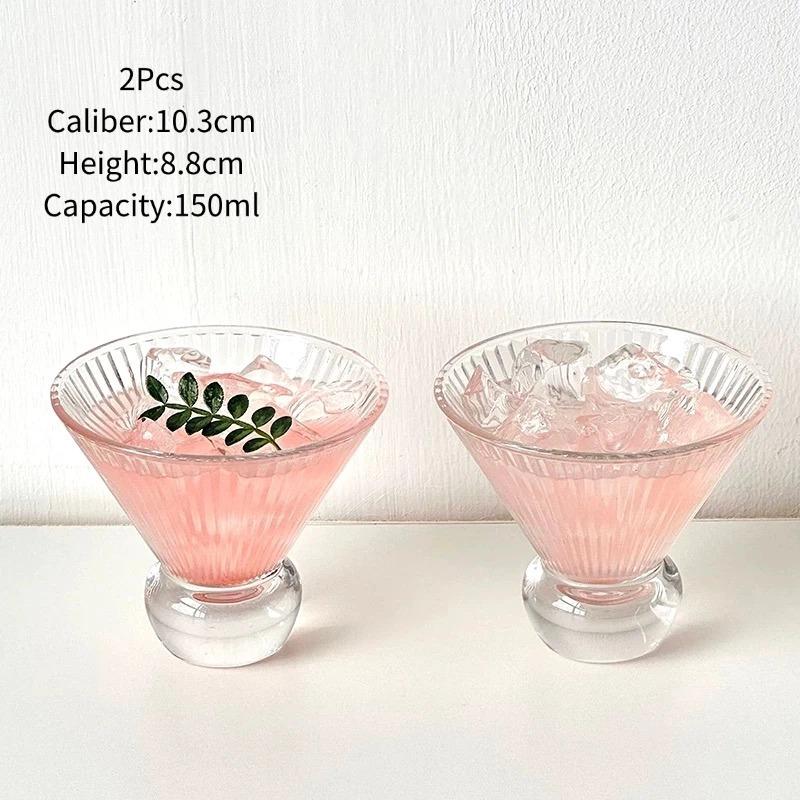 Japanese Style Martini Glass Cup Short Foot Beaded Cocktail Glasses Cups Thin Champagne Glass Transparent Wine Glasses Cup
