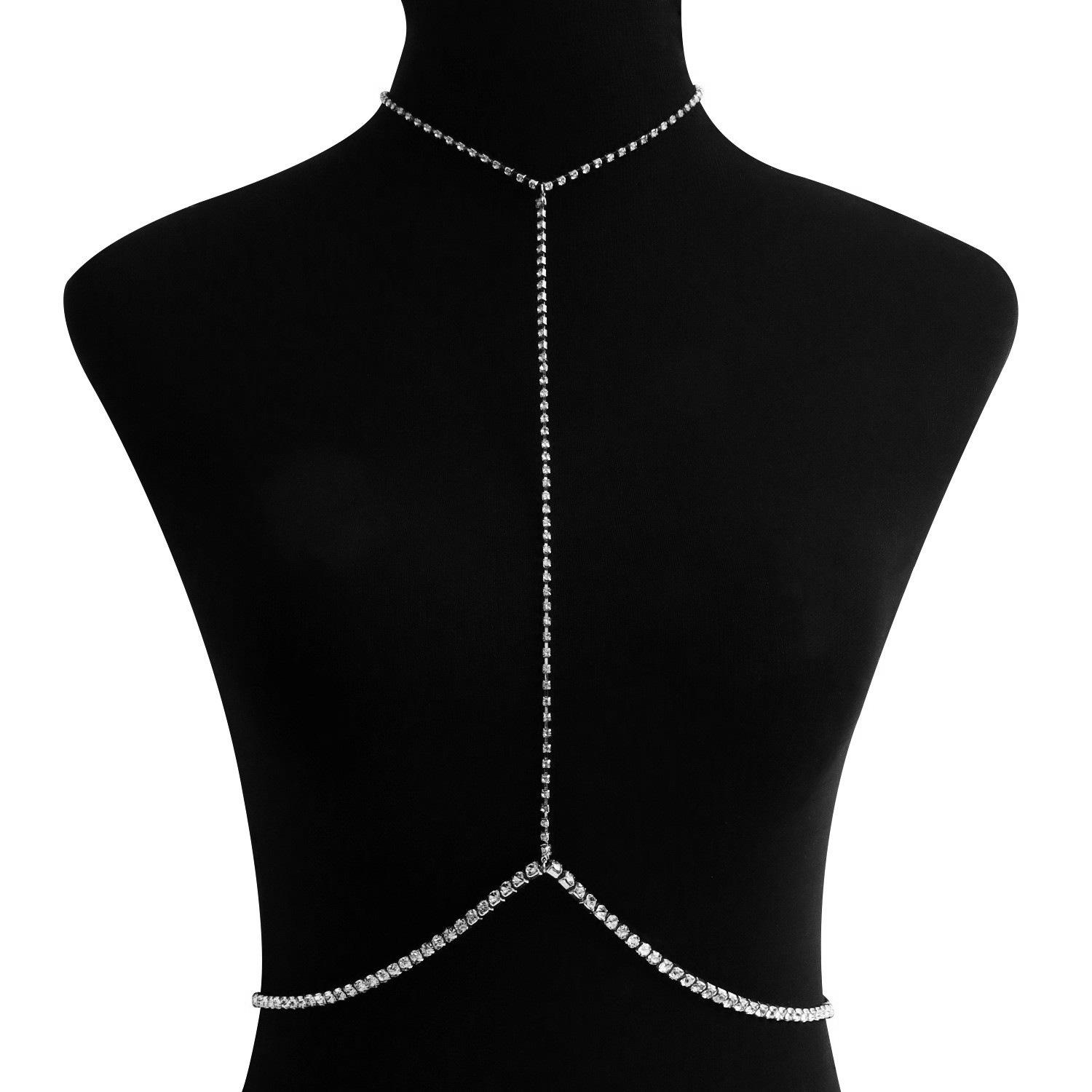 

European and American simple street auction claw chain rhinestone bikini chest chain clothing, nightclub neck sexy body chain women