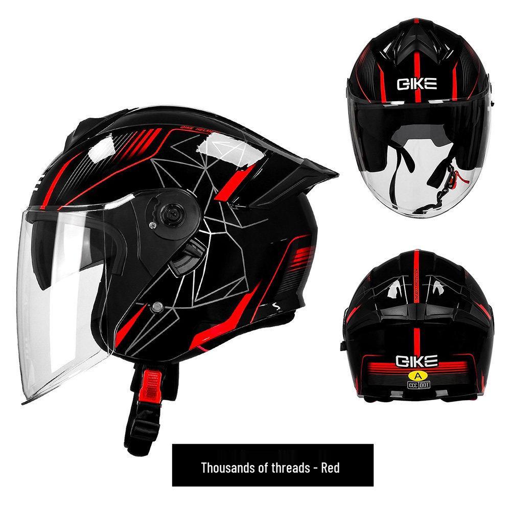 Unisex Electric Motorcycle Helmet with Double Visor - Breathable, 3C Compliant Half Helmet for Safety