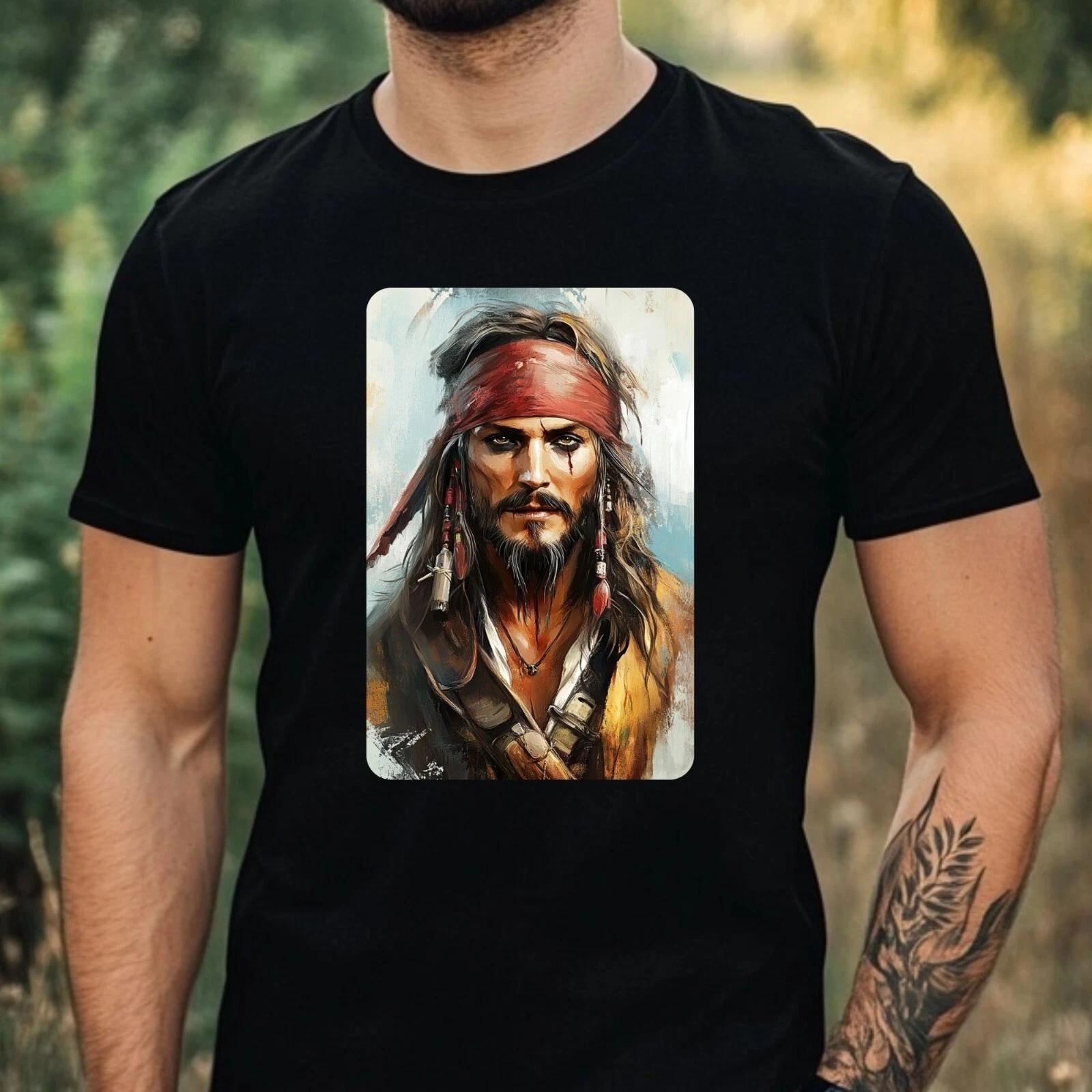 T-Shirt Herren Pirat Portrait Motiv Baumwolle Größe XS bis 5XL XXXL