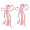 2 PCS Pink Bow Over The Door Hook Metal Door Towel Hanger Hook for Cabinets Living Room Bathroom Bedroom Kitchen