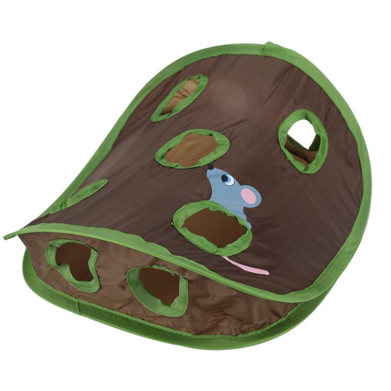 Cat Hole Foldable Pet Cat Toy Nine Hole Old Mouse Hole Cat Claw Fun Tunnel Toy