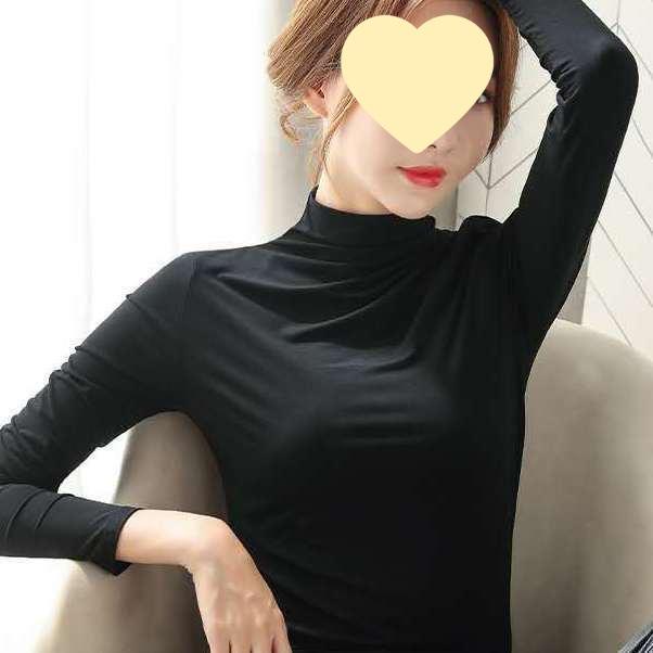 Spring Autumn 2025 Women's Modal Semi-High Neck Long Sleeve Solid Color Plus Size T-shirt - Versatile and Fashionable New Style
