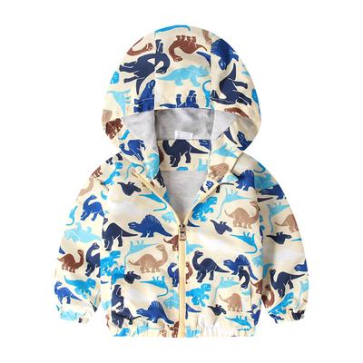 Children's Spring Boys Cartoon Jacket Dinosaur Zip Hoodie