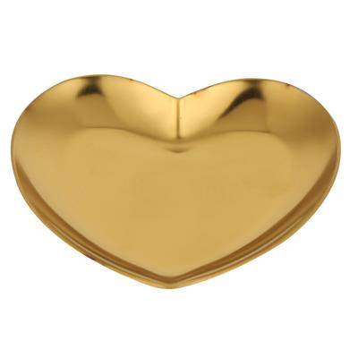 Palette de nail art en forme de cœur en acier inoxydable, plateau de mélange de couleurs pour maquillage et peinture, doré