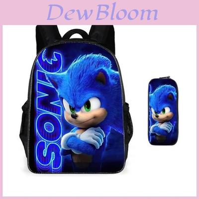 Sonic The Hedgehog Backpack Set With Pencil Case Breathable Lightweight Oxford For School Essentials