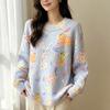2026 Autumn Women Colorful Sweaters Knitting Basic Fashion O-Neck Style Loose Pullover Sweater