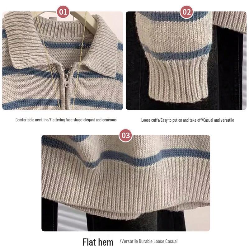 Women's Lapel Knitted Pullover Sweater