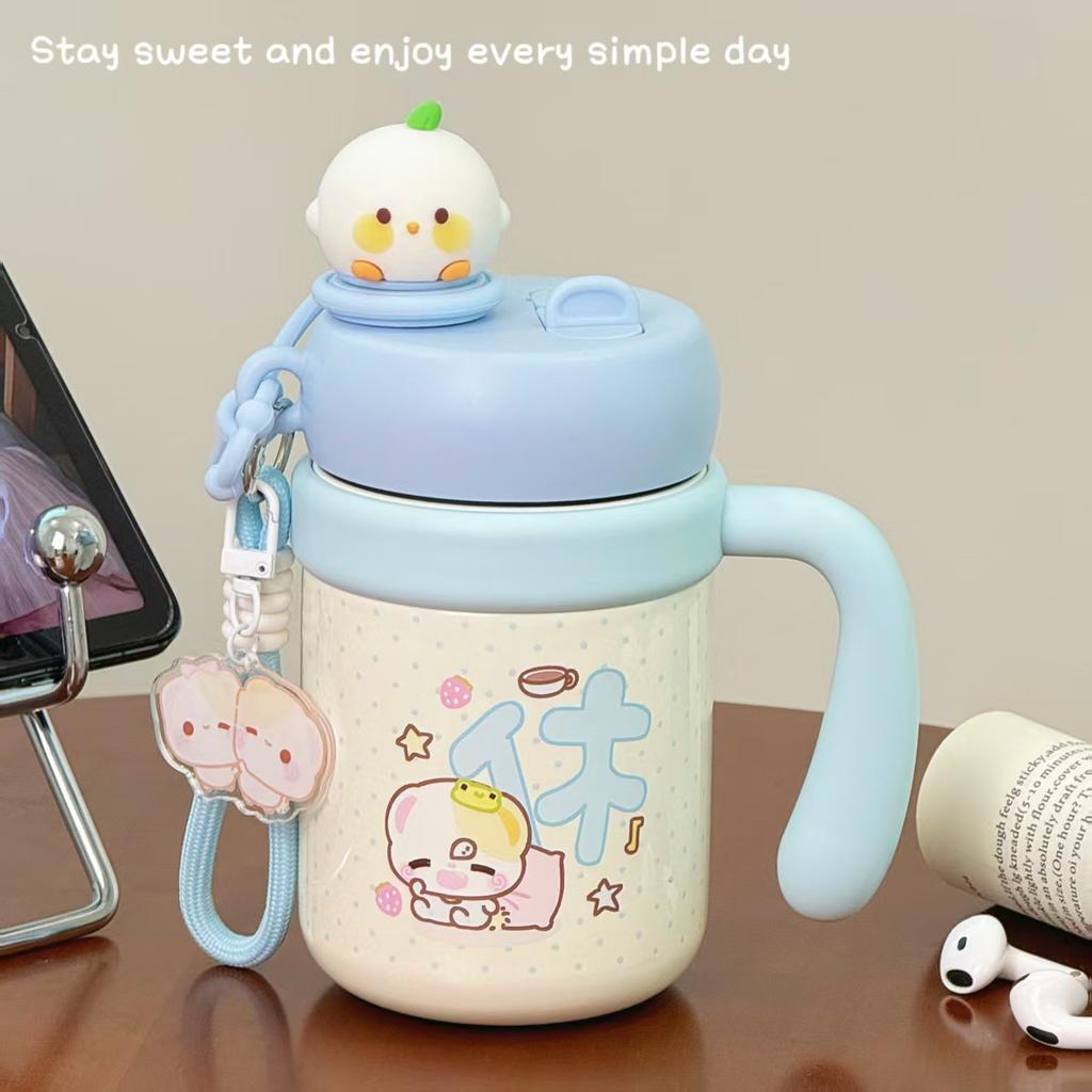 Soft Cute Kitten Thermos Cup Ins Simple Desktop Cup Office Workers Home Large Capacity Cute Non-collision Thermos Cup