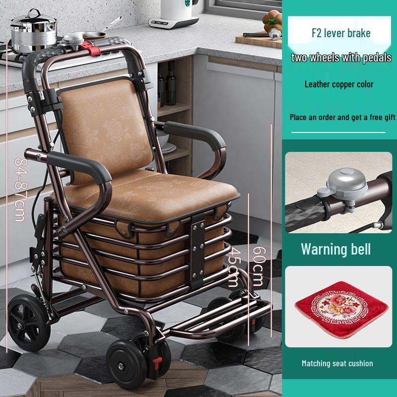 Leide Zhu Foldable Mobility Handcart: Sit & Push Shopping Trolley for Elderly