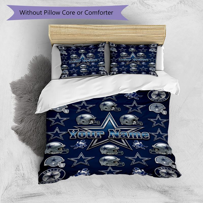 3pcs Custom Name Cowboys Fan Gear Printed Bedding Set Duvet Cover Closure Includes 1 Duvet Cover & 2 Pillowcases, Soft and Comfortable for All Seasons