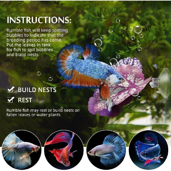 Balacoo 2 Stück Bettafisch Blatt Hängematte Polster Aquarium Tank Kunststoffpflanzen mit Saugnapf zur Simulation des Natürlichen Lebensraums Laichplatz Punktuelle Zucht