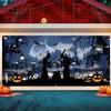One large Halloween garage door banner made of durable polyester material featuring a ghostly witchzyc