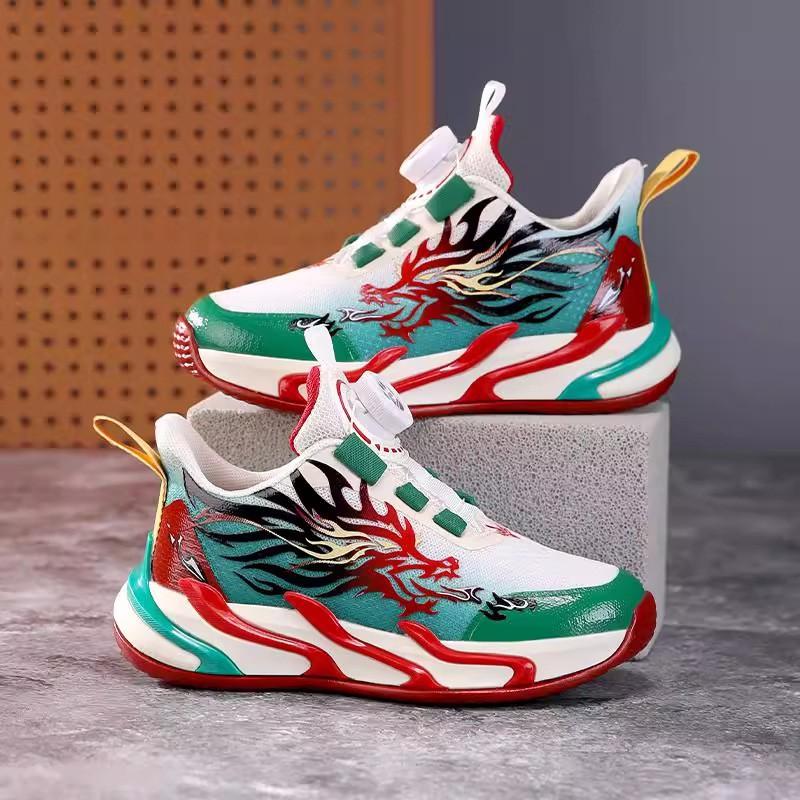Youth style shoes Boys Basketball Shoes Kids Lightweight Anti-Slip Rubber Sole Winter Warm Lined Sneakers With Rotating Buckle