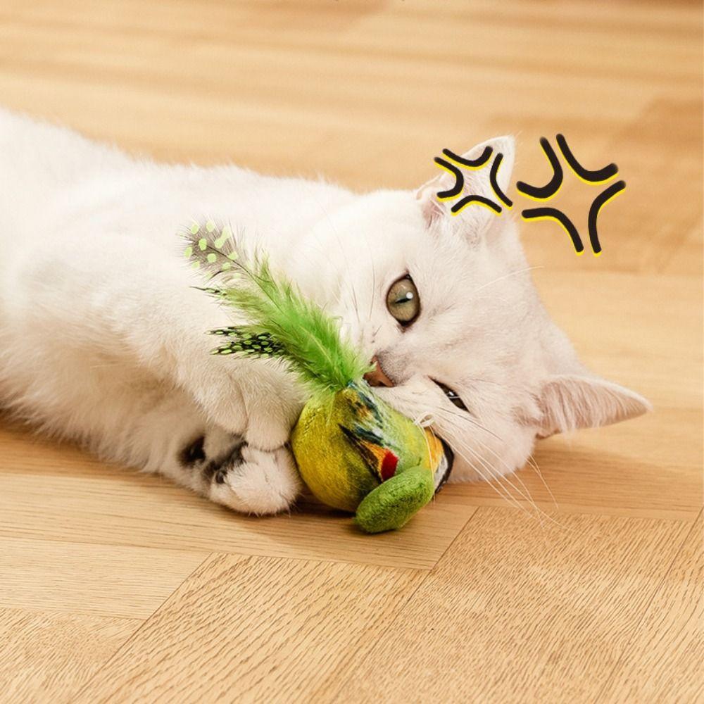 Chirping Interactive Pet Toy Teasing Toy Plush Bird Toy Simulation Bird Cat Toys  Relieve Boredom