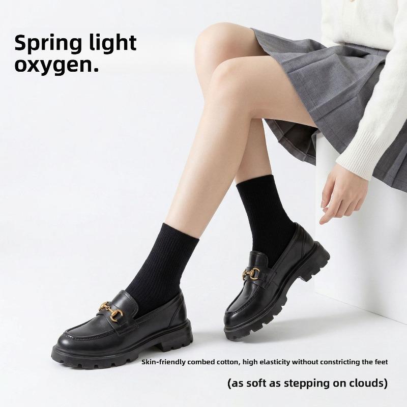 Spring and Summer Comfortable Non-stiff Pile Socks, Breathable Cotton Casual Socks, Pure Color, High-end Feeling Cotton Socks