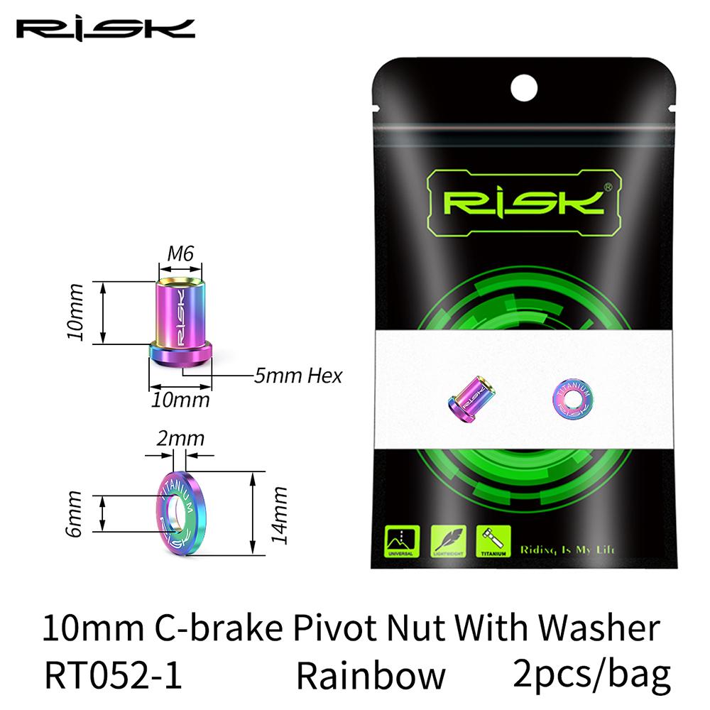 RISK Bicycle C Brake Caliper GR5(TC4) Titanium Road Bike C Clamp Fixed Nuts With Washer M6 x 10/15/20/25/30/40mm Cycling Parts 10mm Rainbow