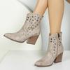 New Style of Chunky Heel Fashion Women's Boots with Pointed Toe and Rivet Zipper High Heel Western Boots