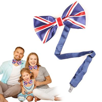 Union Jack Bow Tie Adjustable Neck British Flag Bowtie Queen Elizabeth Platinum Jubilee 70 Years Decorations