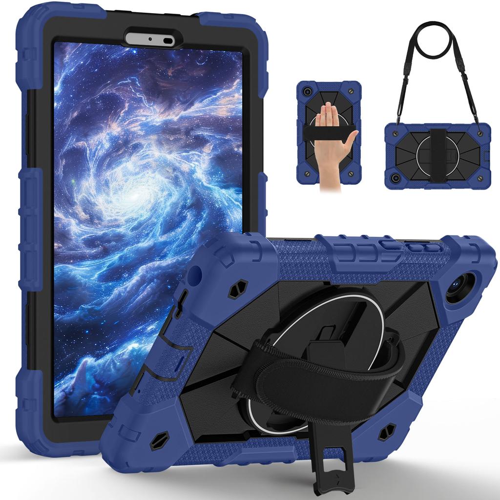 Rotatable Heavy Duty Case for Lenovo Tab One (K9) 2025 8.7 Inch TB305FU Rugged Stand Cover with Shoulder Strap 3-Layers Protect