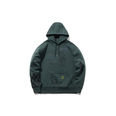 Li Ning X Panda Collaboration Loose Fit Plaid Hoodie Men Hoodies Dark-Green AWDPD43-3