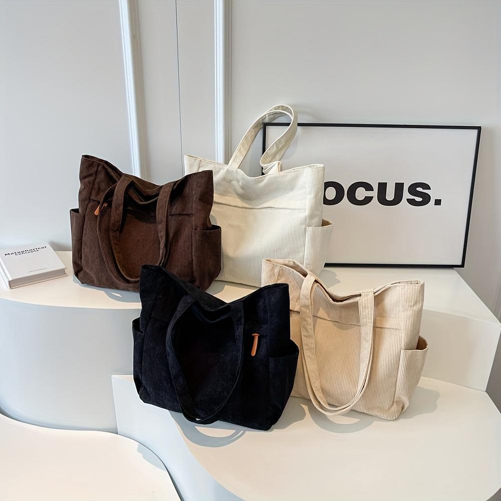 Damen Retro Schultertasche Cord Multi-funktionale Handtasche Große Kapazität Studenten Schulter Pendler Tragetasche Für die Arbeit
