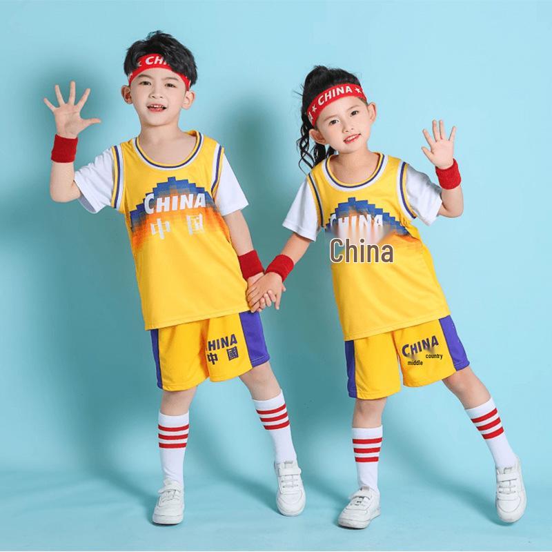 Two-in-One Children’s Basketball Jersey and Shorts Set for Kindergarten and School Training
