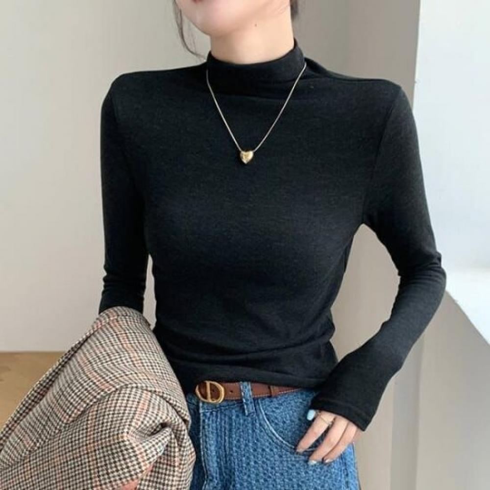 Navava Women SofT Fleece Mock Neck Long Sleeve T shirT nT3085