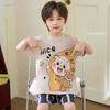 Boys Cotton Short Sleeve Pajama Set Lightweight Sleepwear Kids 8 Years Cartoon Print Home Outfit
