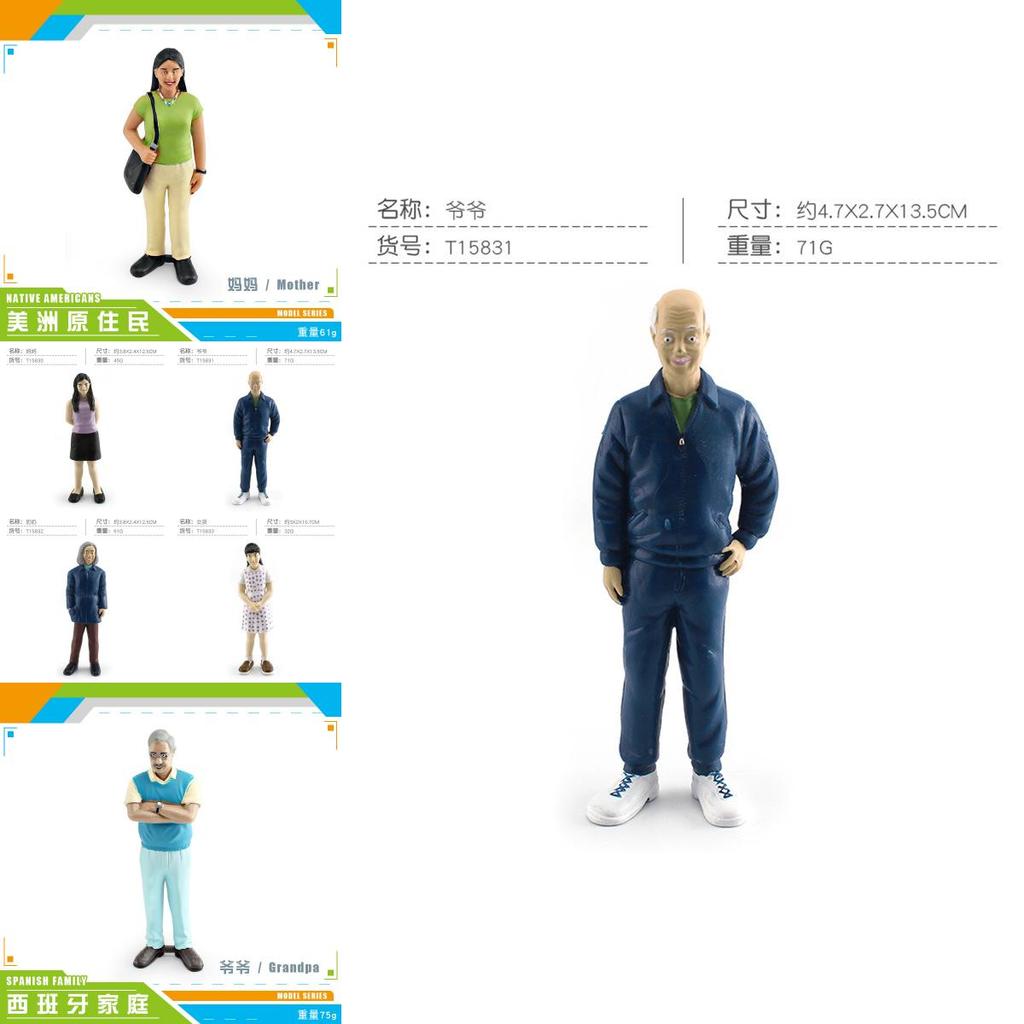 Realistic Family Member Figurines Set Including Grandpa Grandma Dad Mom And Kids For Collecting And Display
